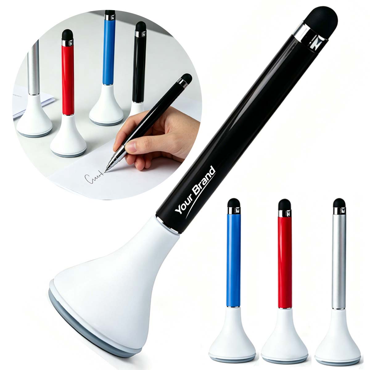 Desk Stylus Ballpoint Pen With Screen Cleaner