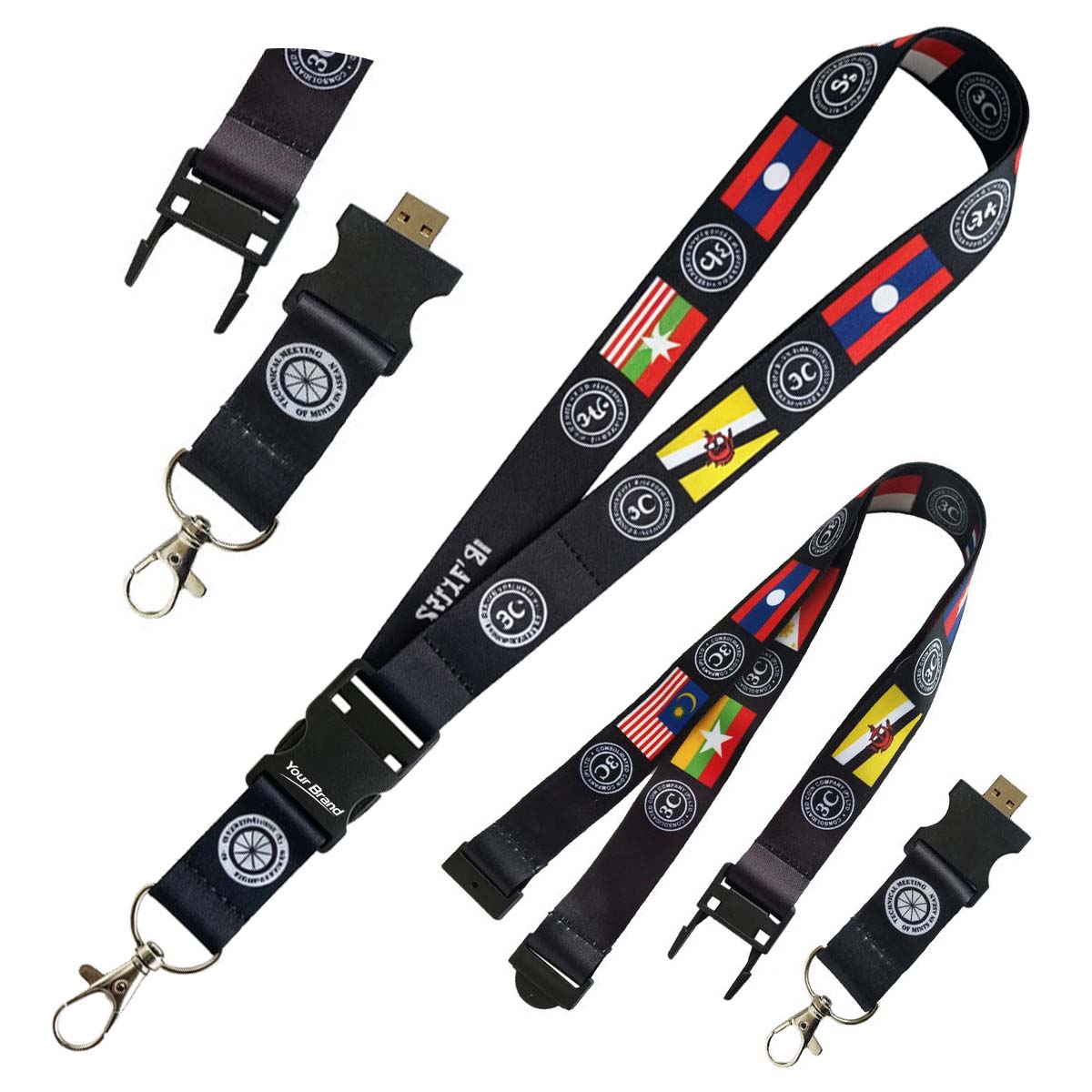 Custom USB Charging Cable Lanyard With Clip