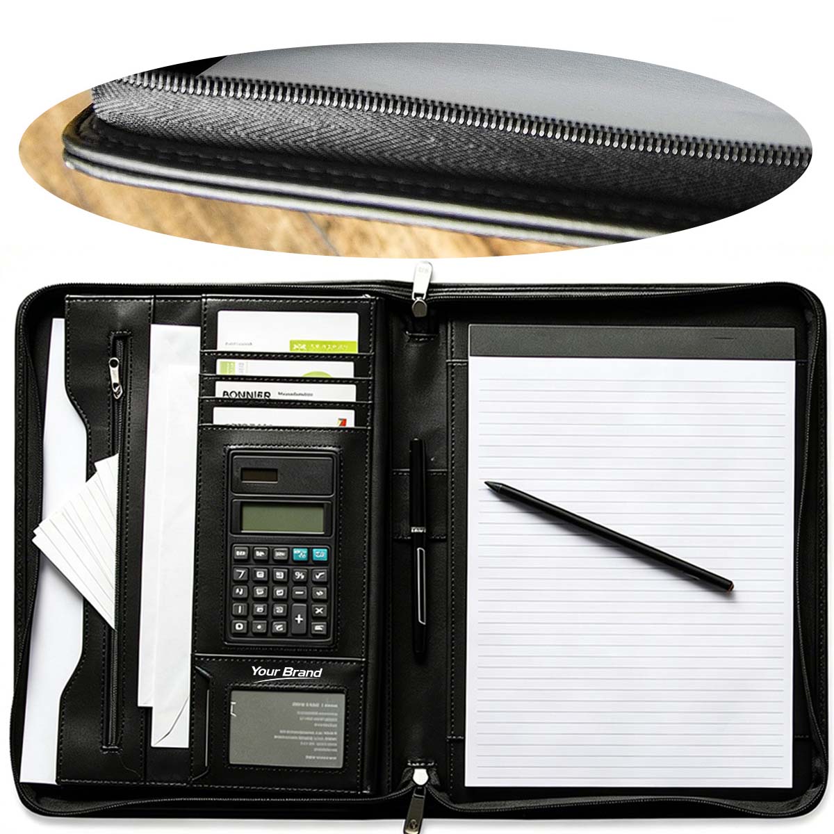Executive Zippered Portfolio Folder With Calculator