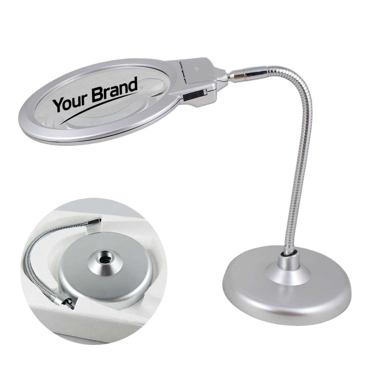 LED Desk Magnifier Lamp Flexible Metal Stand