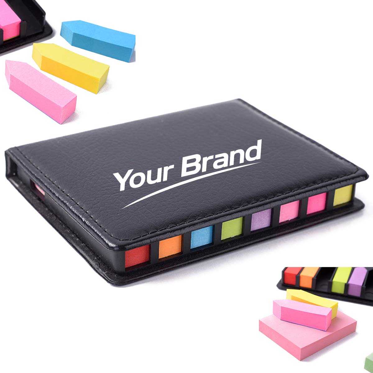 Portable Leather Sticky Note Memo Pad Organizer