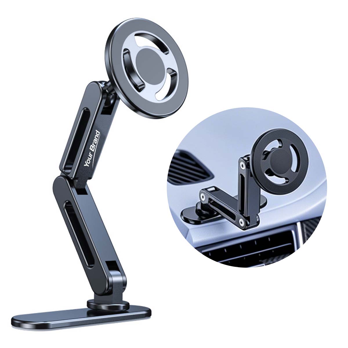 Adjustable Magnetic Car Phone Holder Foldable Stand