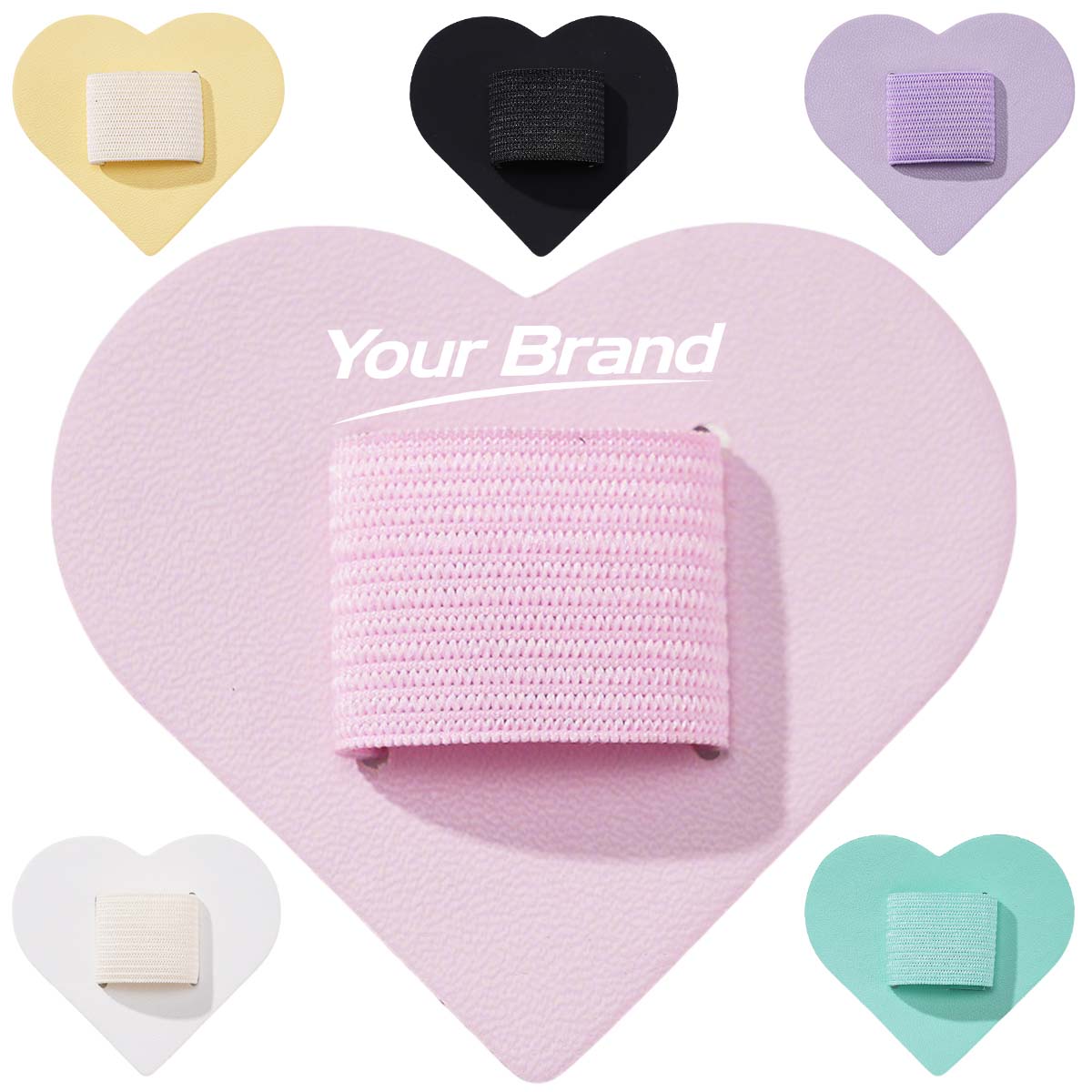 Heart Shape Adhesive Pen Holder Elastic Pencil Loop Clip