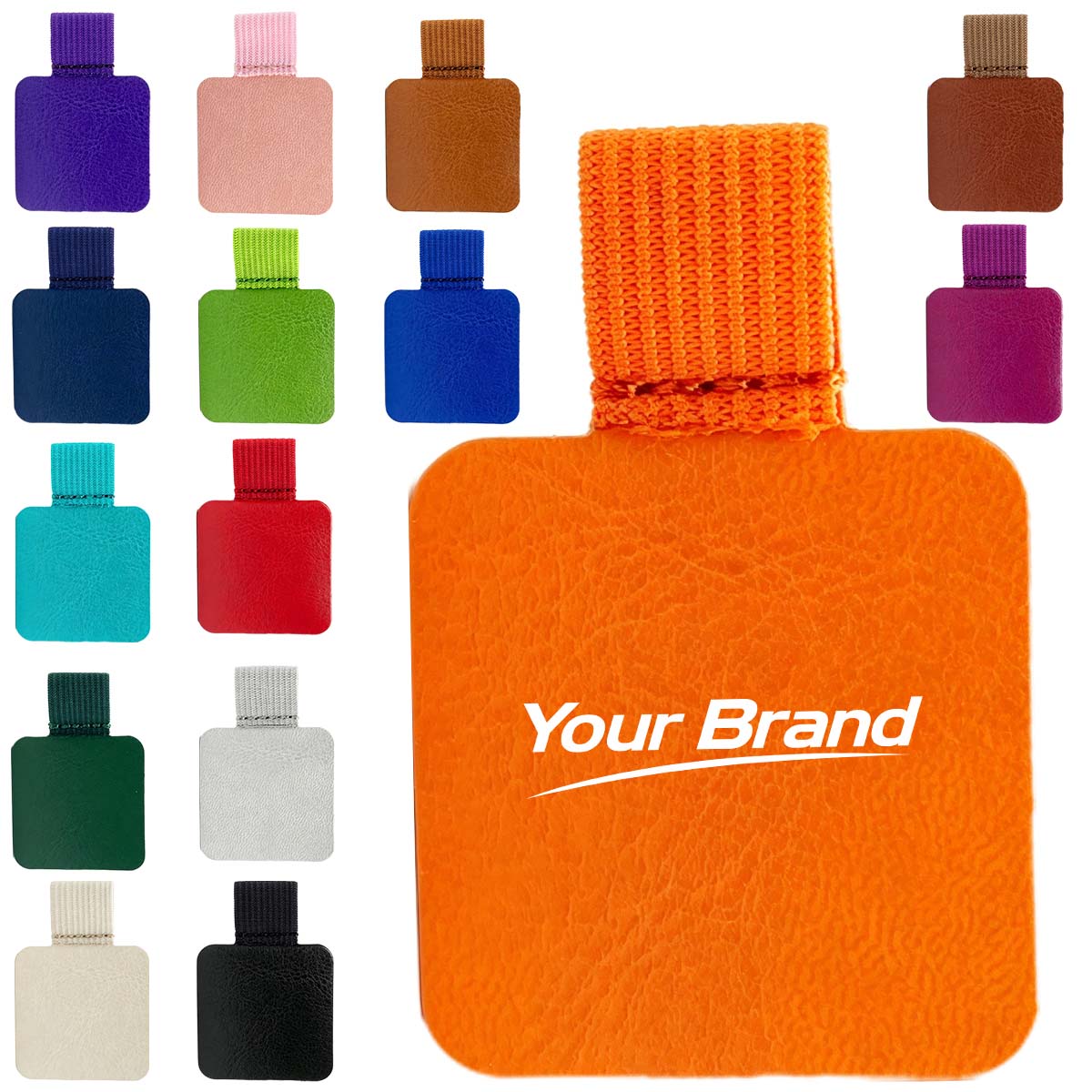 PU Leather Adhesive Pen Holder Elastic Loop Notebook Clip