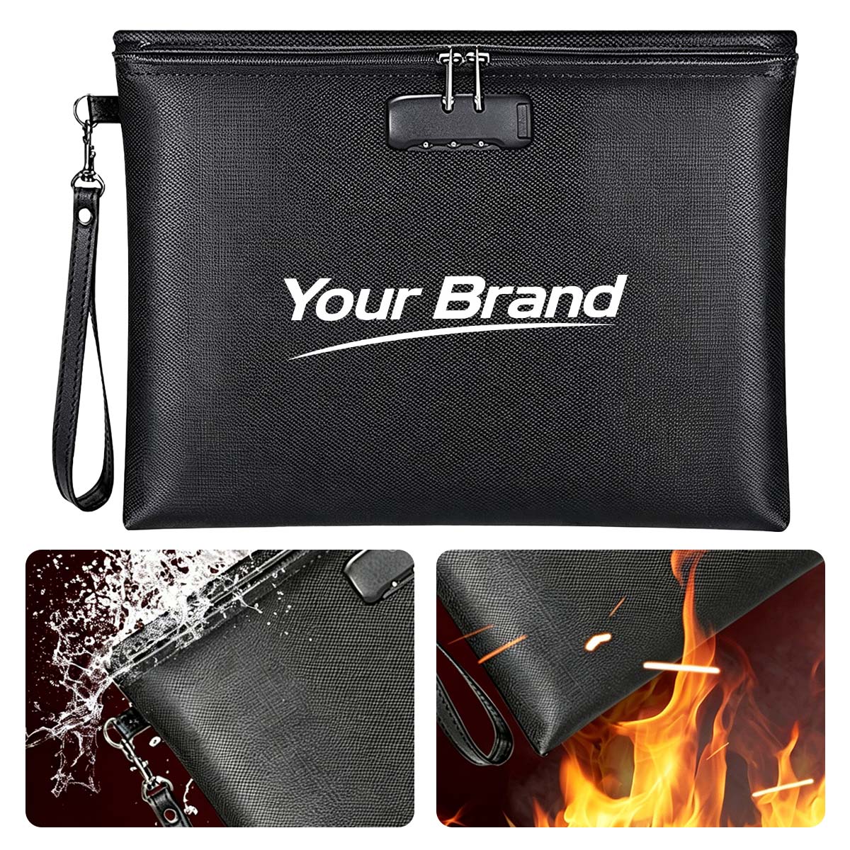Portable Waterproof Fireproof Zipper Document Bag