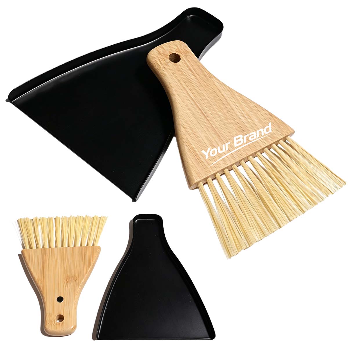 Mini Bamboo Desktop Cleaning Brush Dustpan Set
