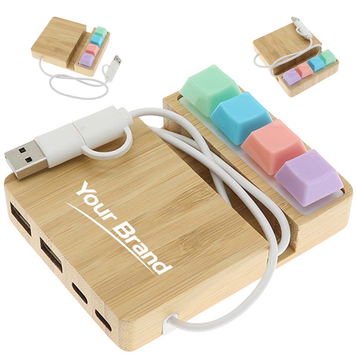 Bamboo Wireless Charger Stress Relief Keyboard Toy