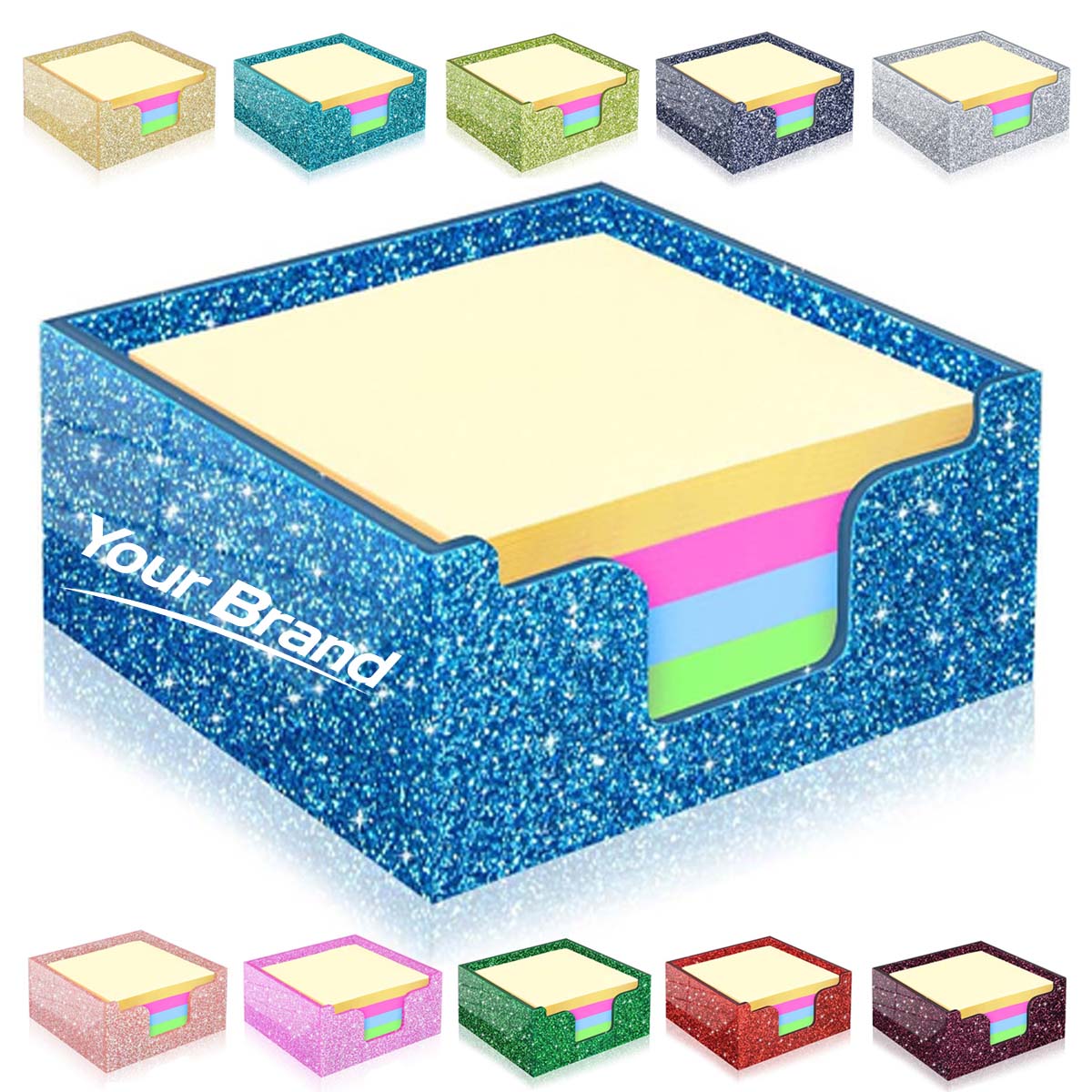 Glitter Acrylic Sticky Note Holder Desk Memo Organizer