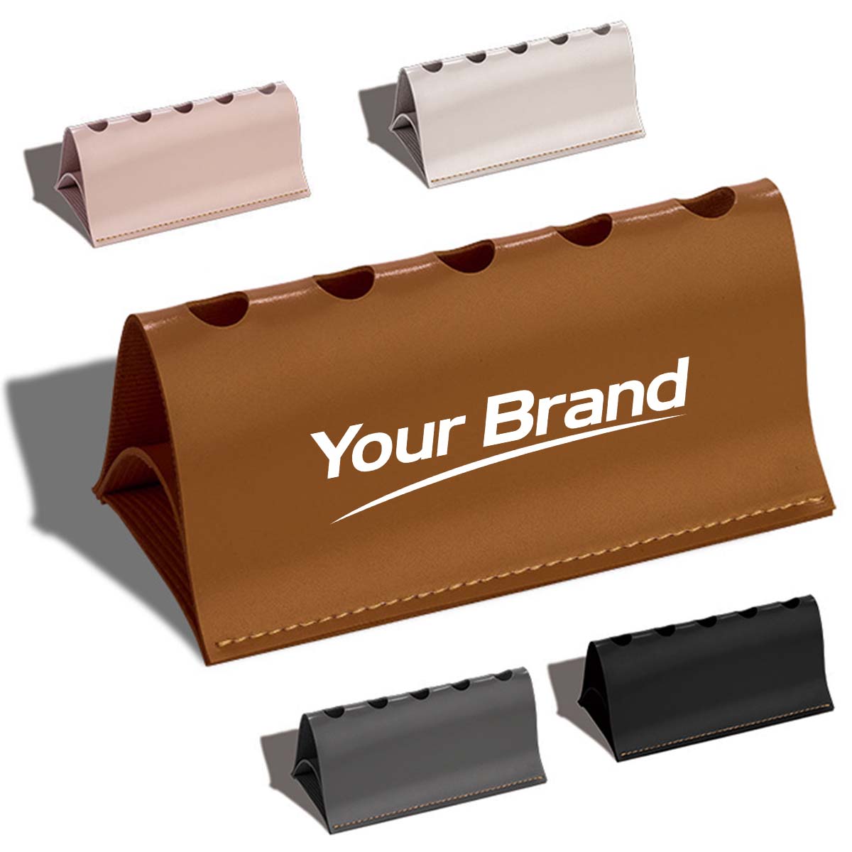 PU Leather Desktop Pen Holder Organizer Stand