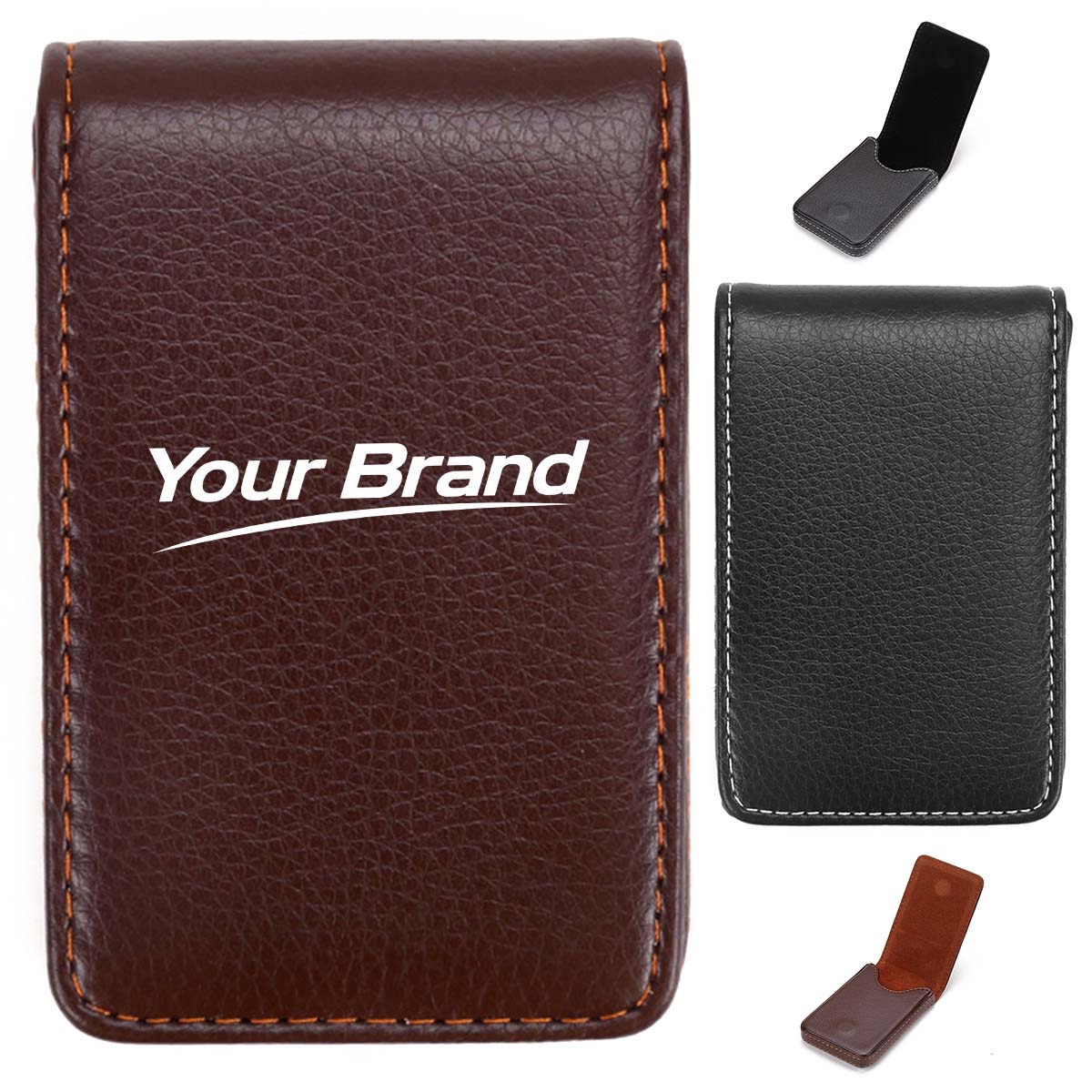 Magnetic PU Leather Vertical Business Card Holder