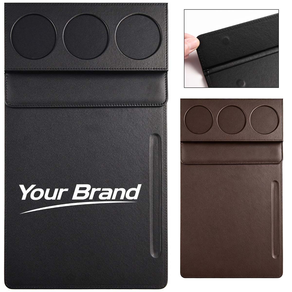 A4 PU Leather Magnetic Conference Clipboard Folder