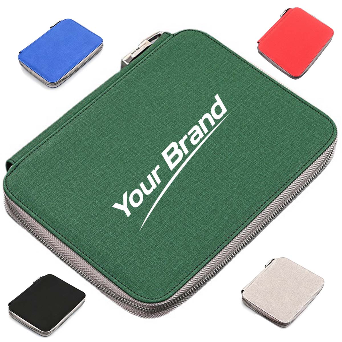 Portable Zipper Lock Notebook Organizer Case