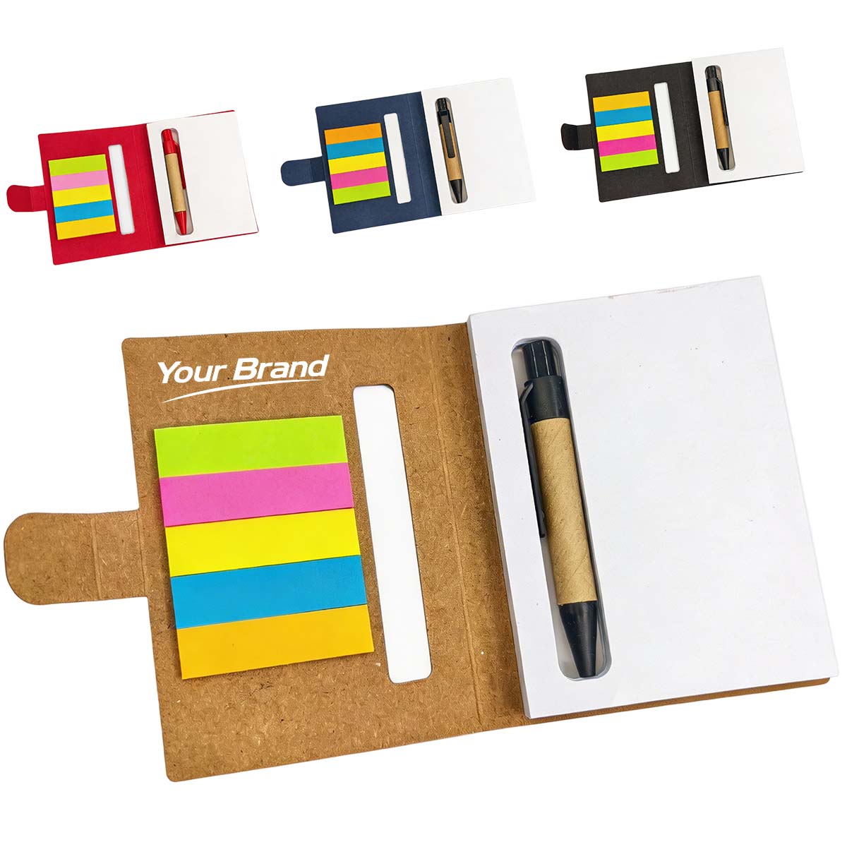 Eco Kraft Sticky Note Notebook Pen Set