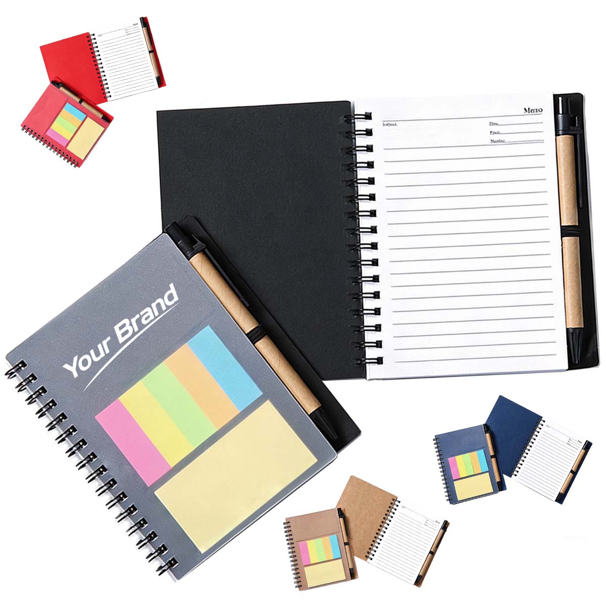 Multifunction Spiral Notebook Sticky Note Pen Set