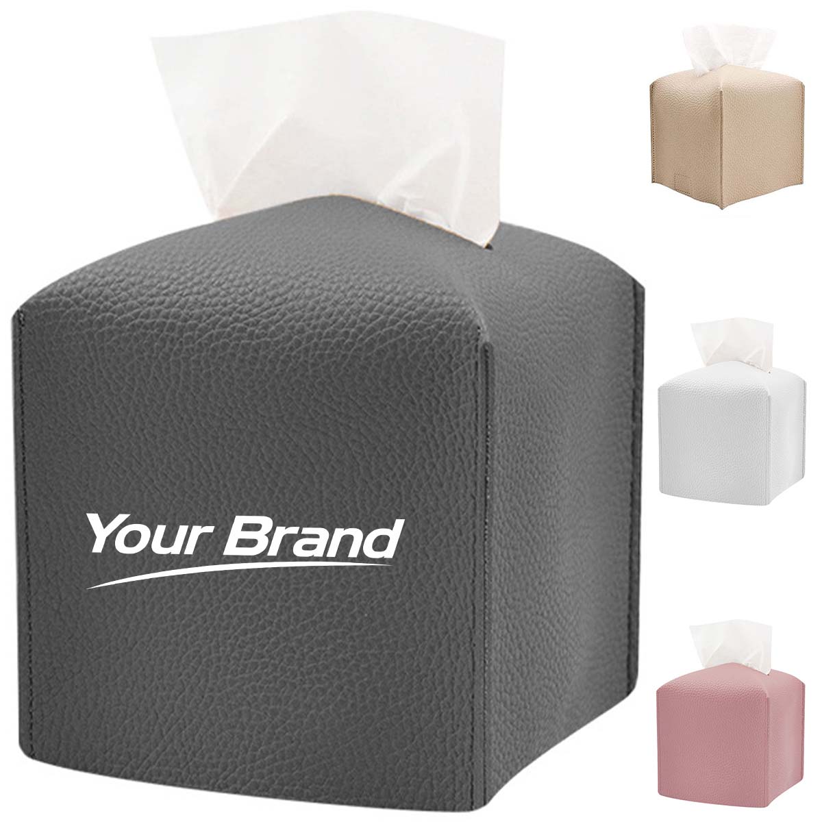 PU Leather Square Tissue Box Holder