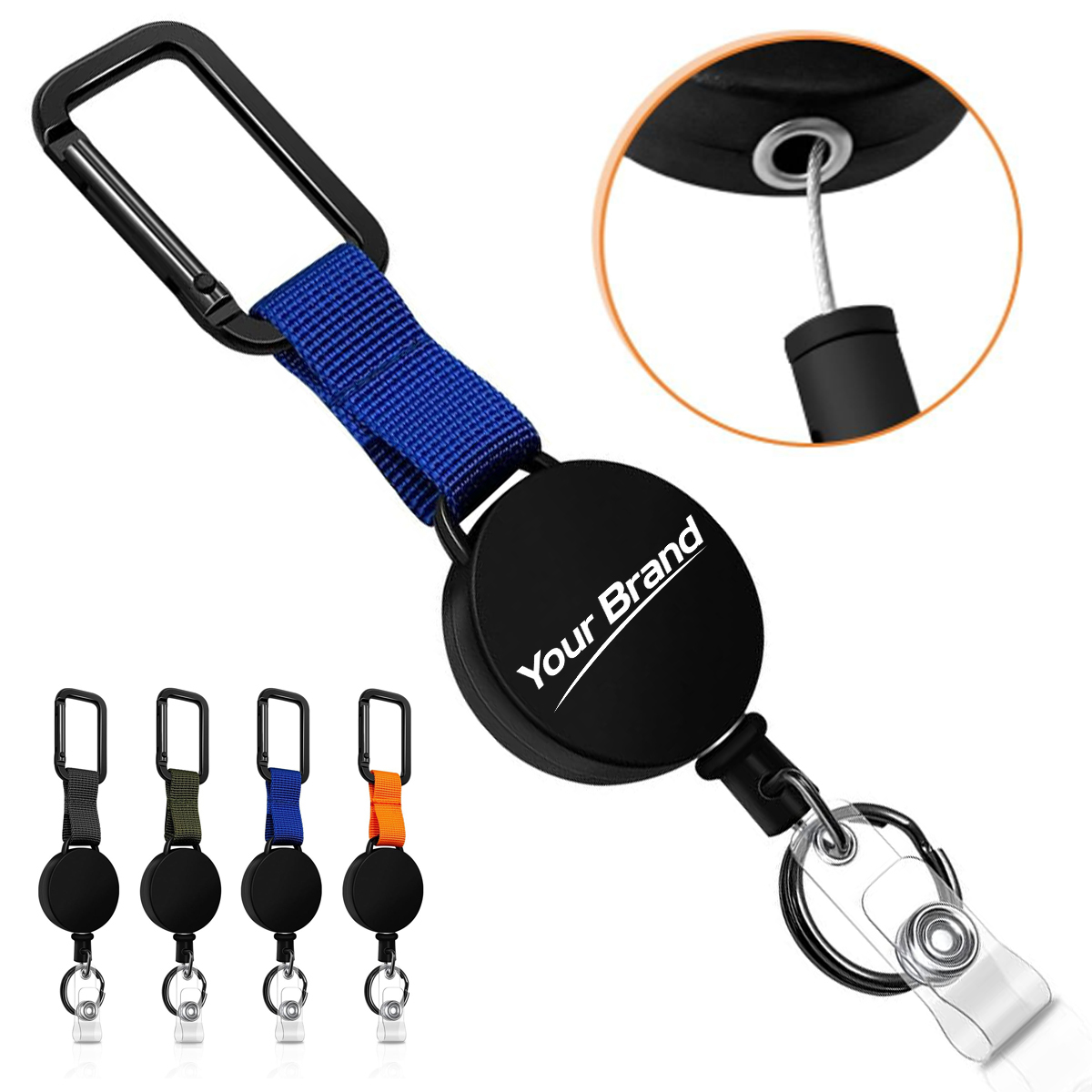 Heavy Duty Carabiner Retractable Badge Reel Keychain