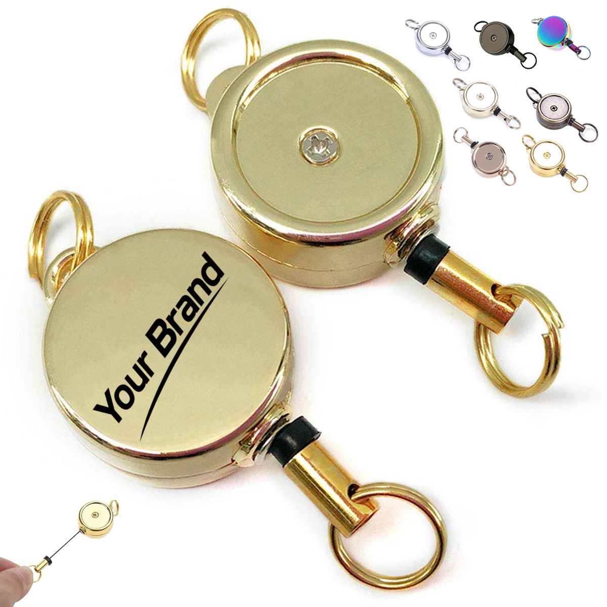 Zinc Alloy Metal Retractable Keychain Badge Reel
