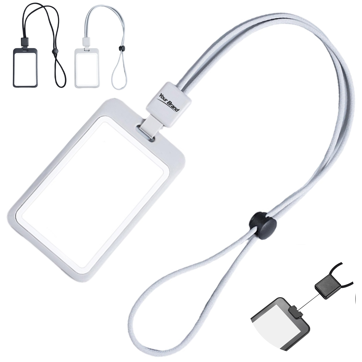 Retractable Full View Rigid ID Badge Holder With Lanyard
