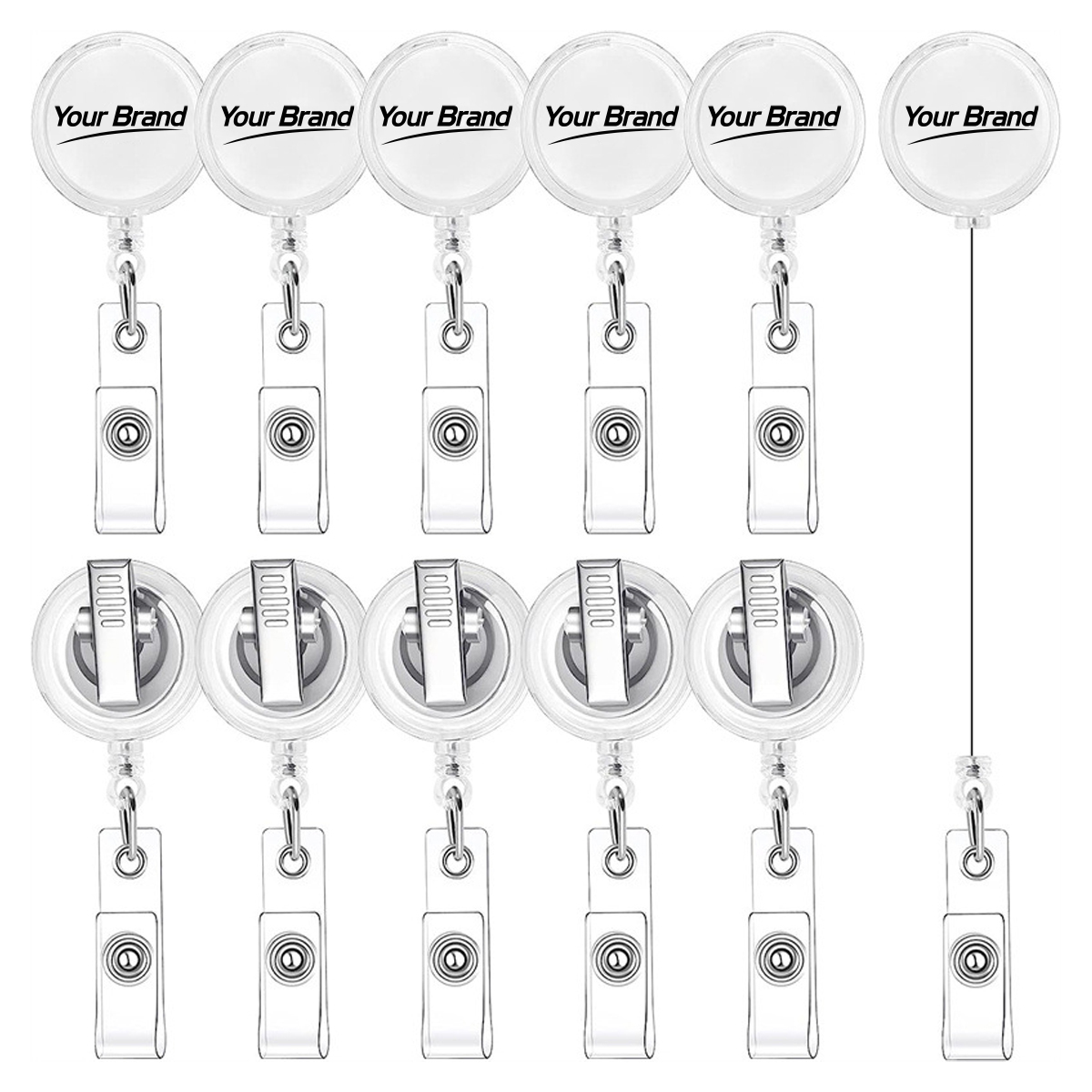Retractable Transparent Badge Reel With Rotating Clip