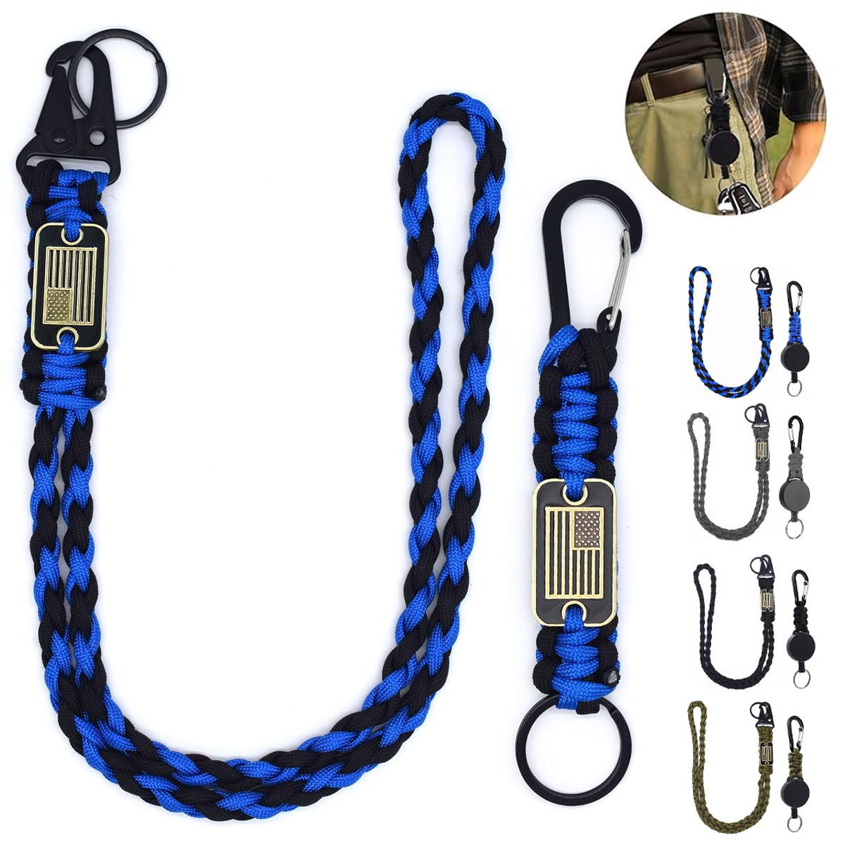 Retractable Paracord Lanyard With Heavy Duty Badge Reel