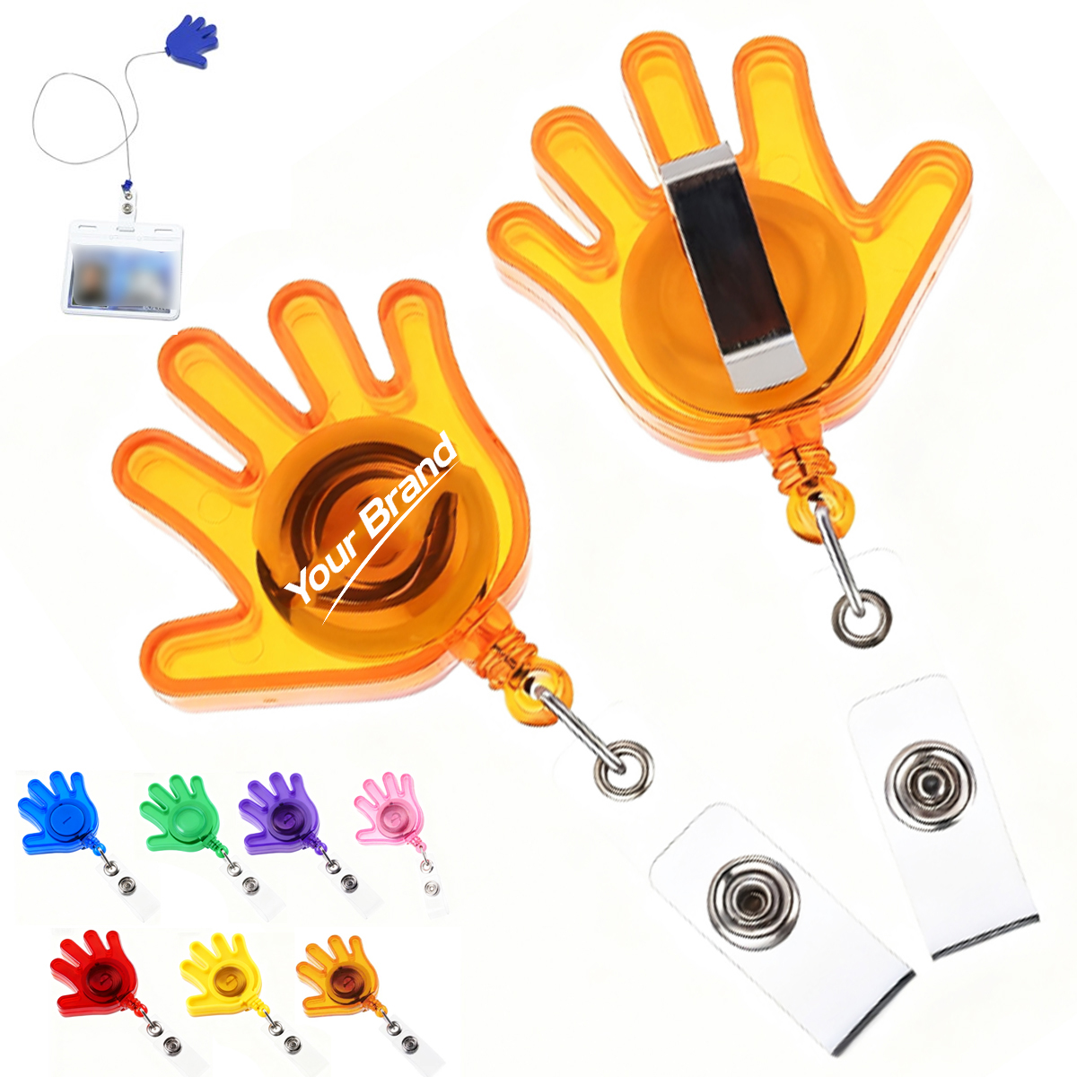 Hand Shaped Retractable Badge Reel With Alligator Clip