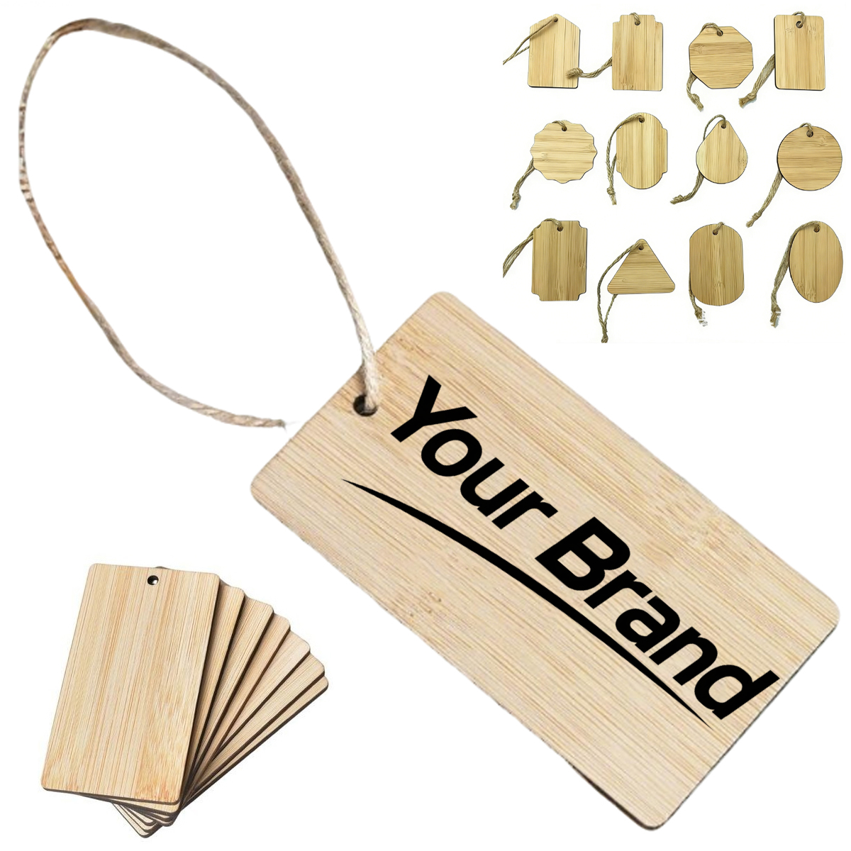 Bamboo Hang Tag With Natural Jute String