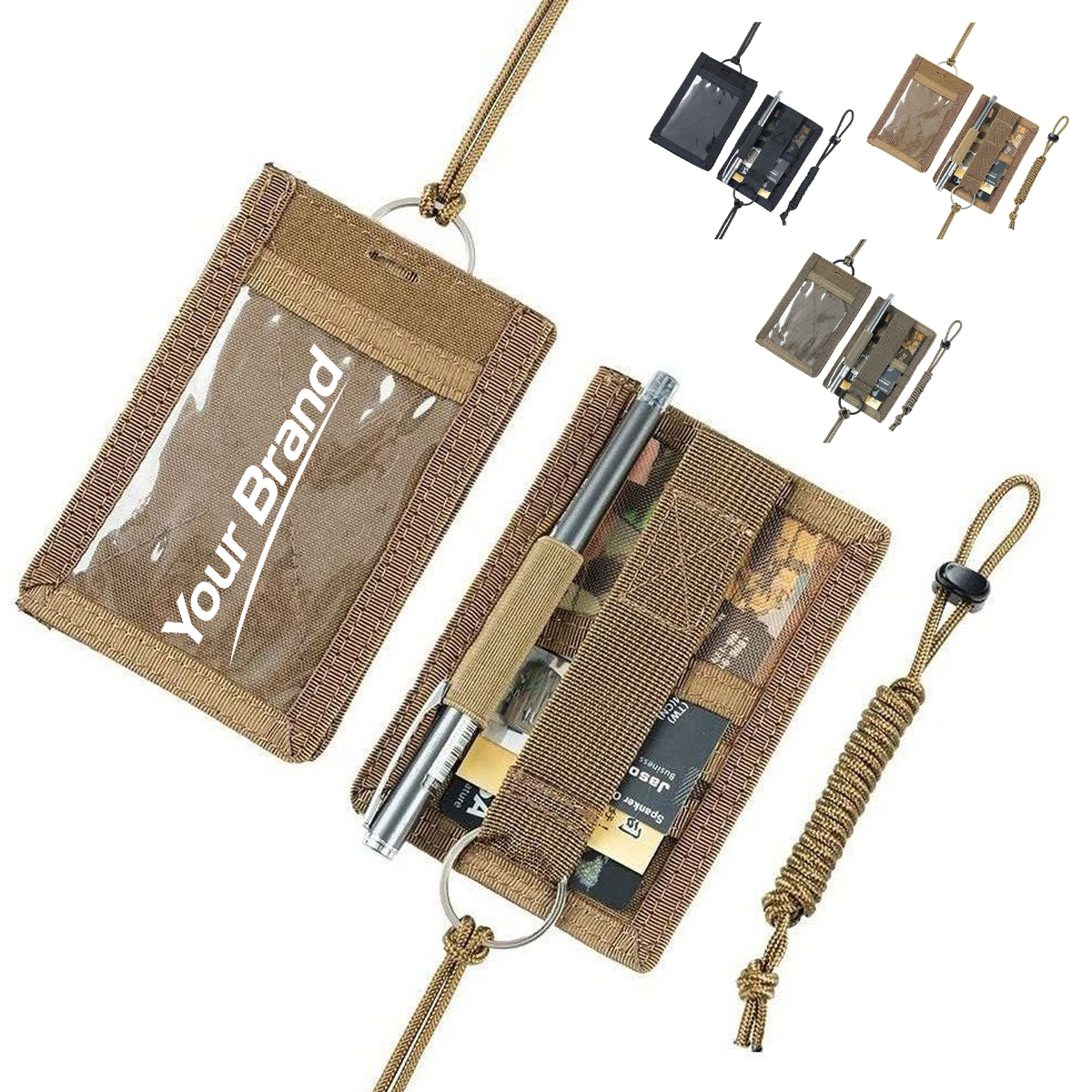 Tactical Nylon ID Badge Holder Wallet With Lanyard