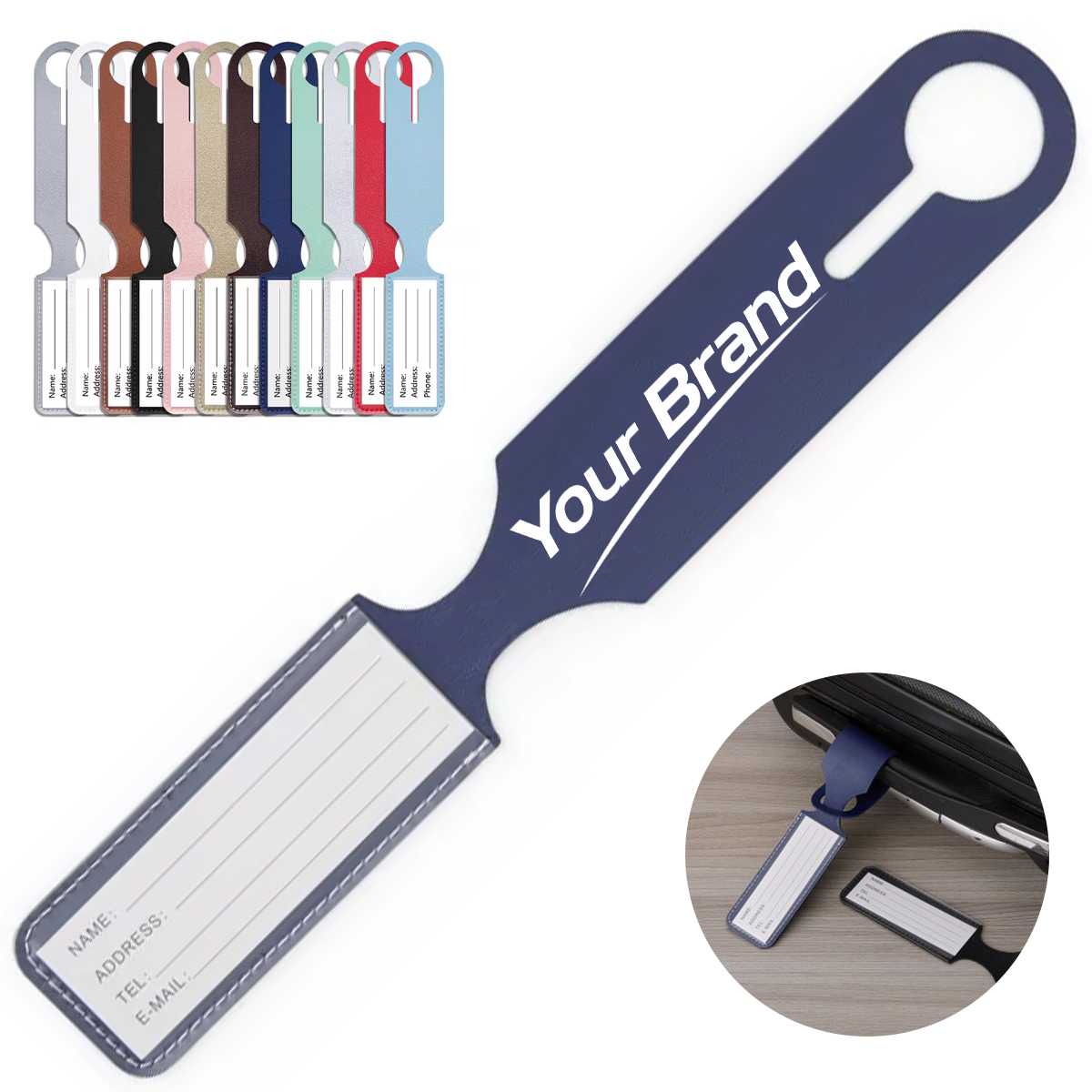 Long Strip PU Leather Loop Luggage Tag