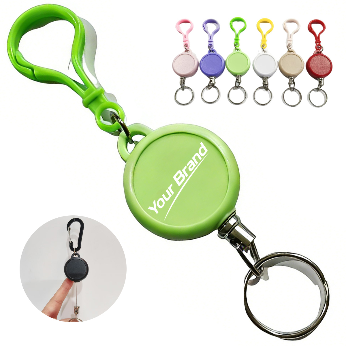 Retractable Carabiner Badge Reel With Heavy Duty Key Ring