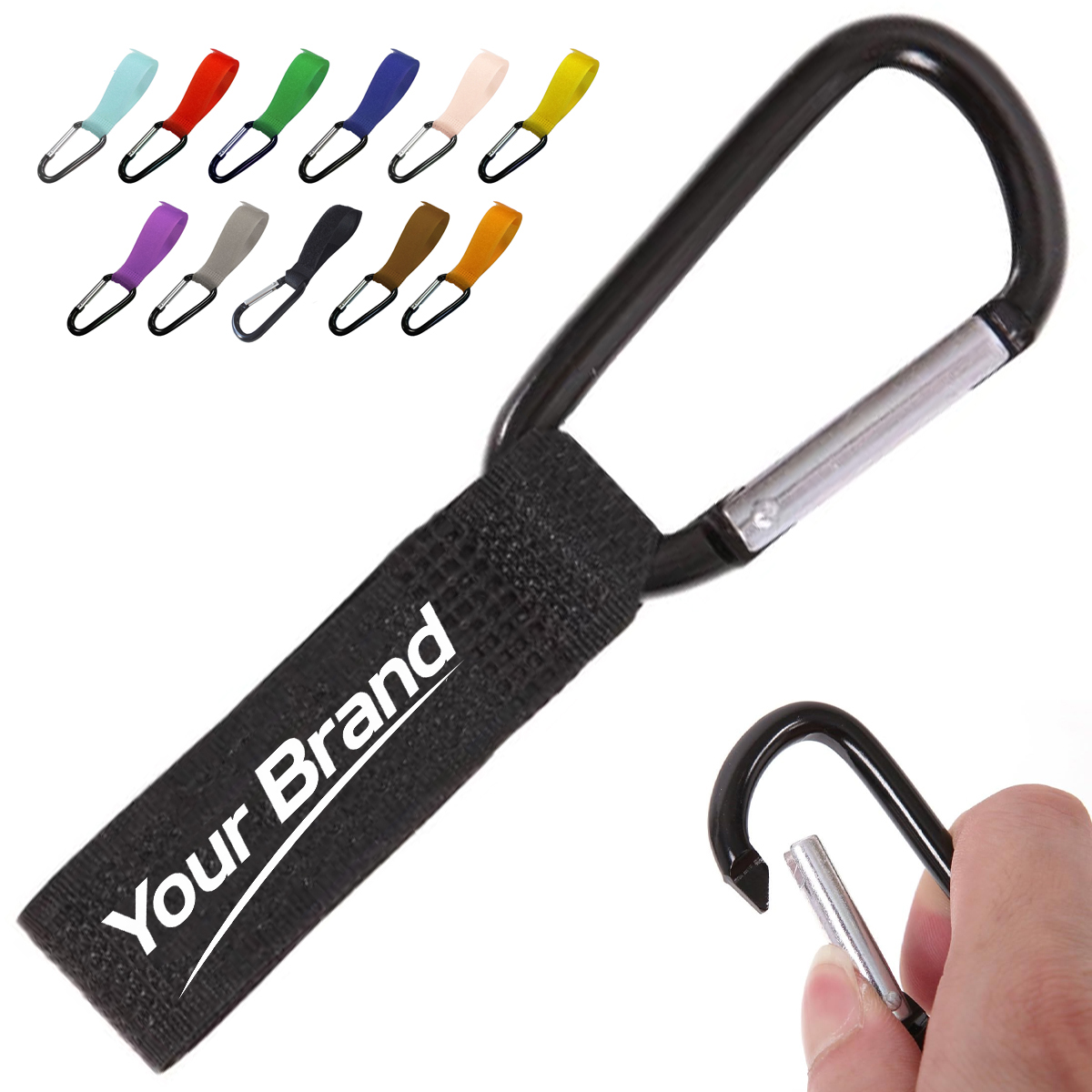 Nylon Stroller Hook With Metal Carabiner Clip