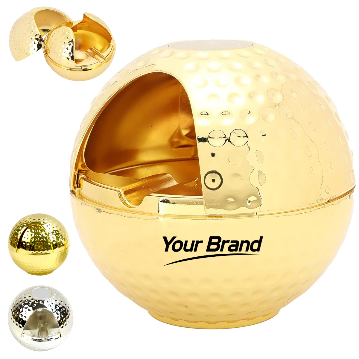 Executive Metal Windproof Golf Ashtray W/ Club Holder Design