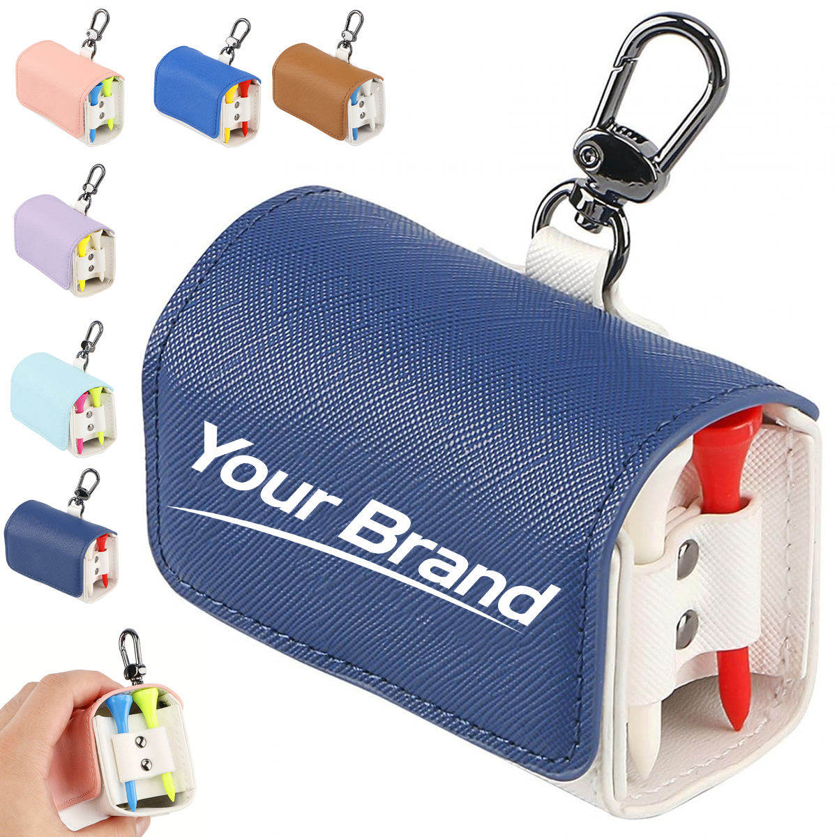 Durable PU Leather Golf Ball Pouch Clip-On Waist Bag Carrier