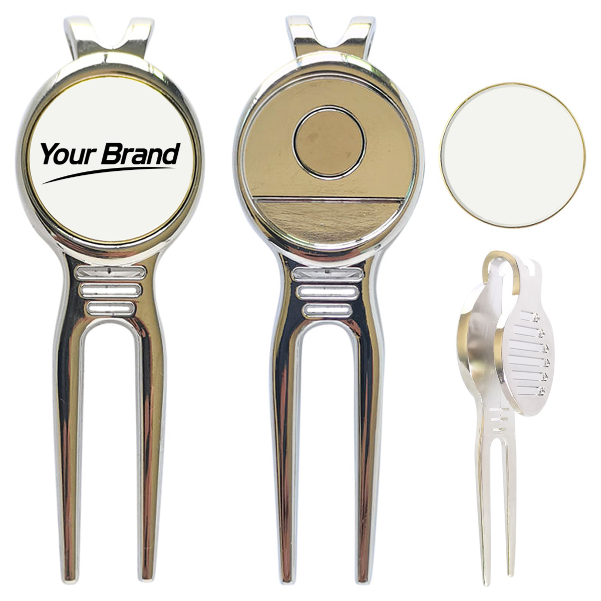 Zinc Alloy Golf Divot Tool Detachable Magnetic Ball Marker