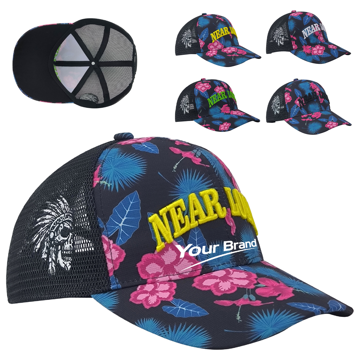 All-Over Sublimation 3D Embroidery Golf Baseball Caps