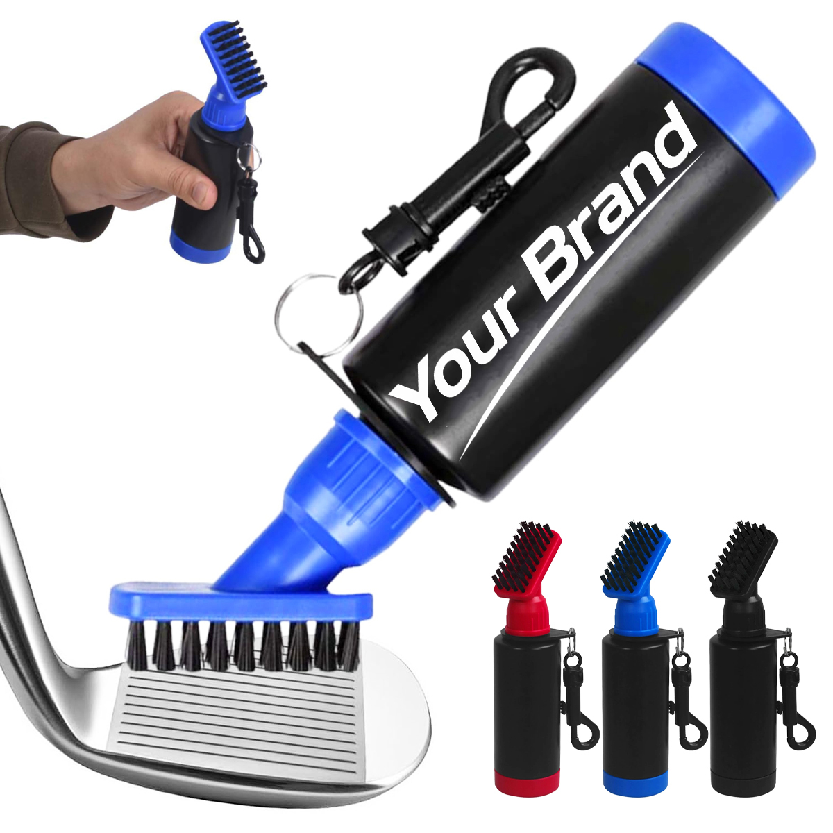 Portable Water-Dispensing Golf Club and Ball Cleaning Brush