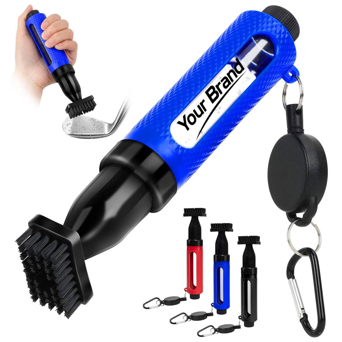 Retractable Water-Dispensing Golf Club Cleaning Brush