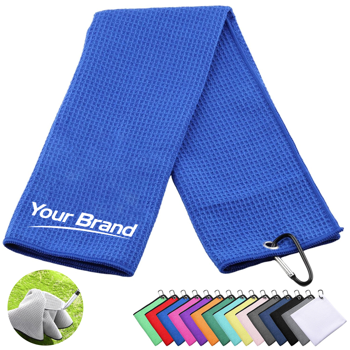 Microfiber Waffle Weave Golf Towel Multi-Color Sport Utility