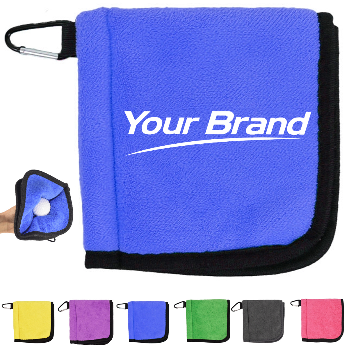 Golf Cleaning Towel with Carabiner Hook for Ball