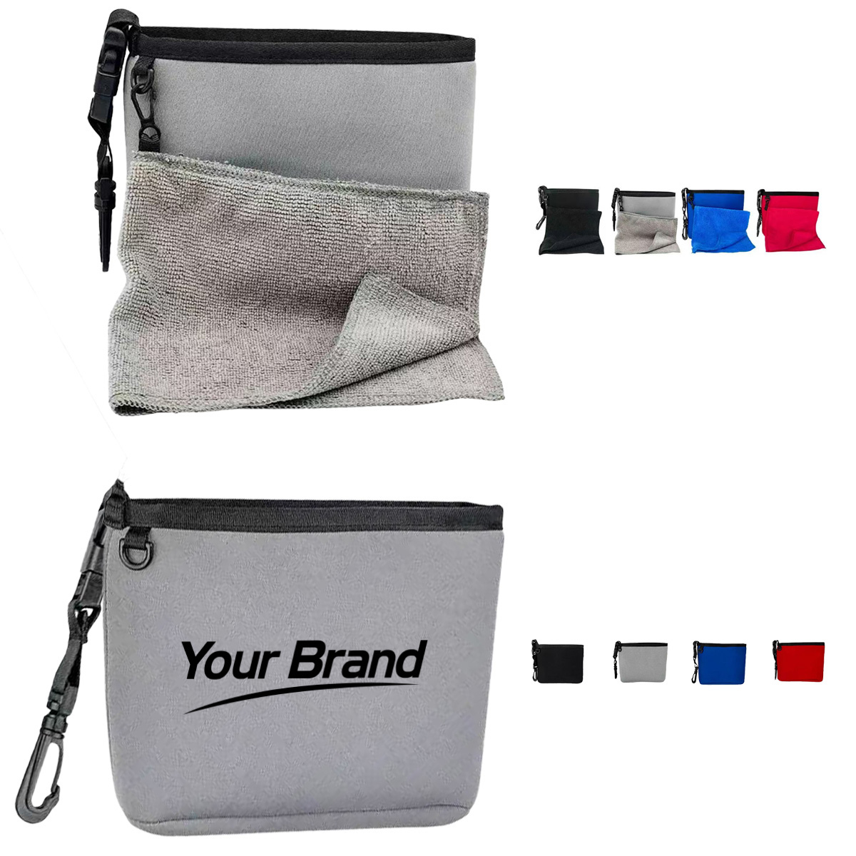 Portable Golf Club Cleaning Pouch and Towel Set