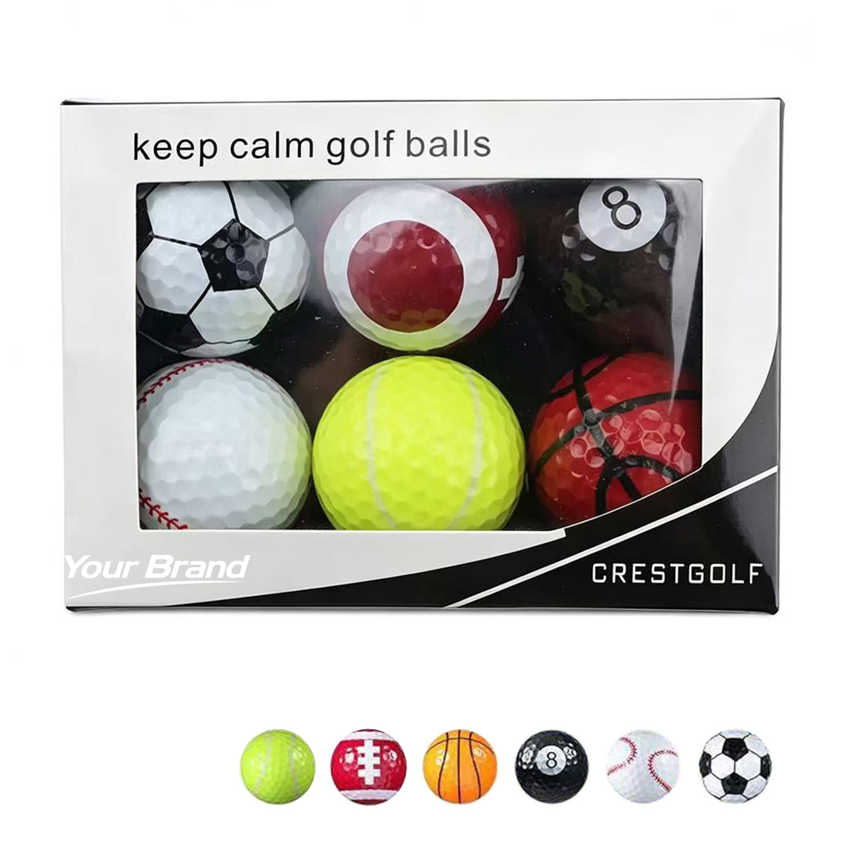 Six Piece Multi-Sport Theme Golf Practice Ball Set