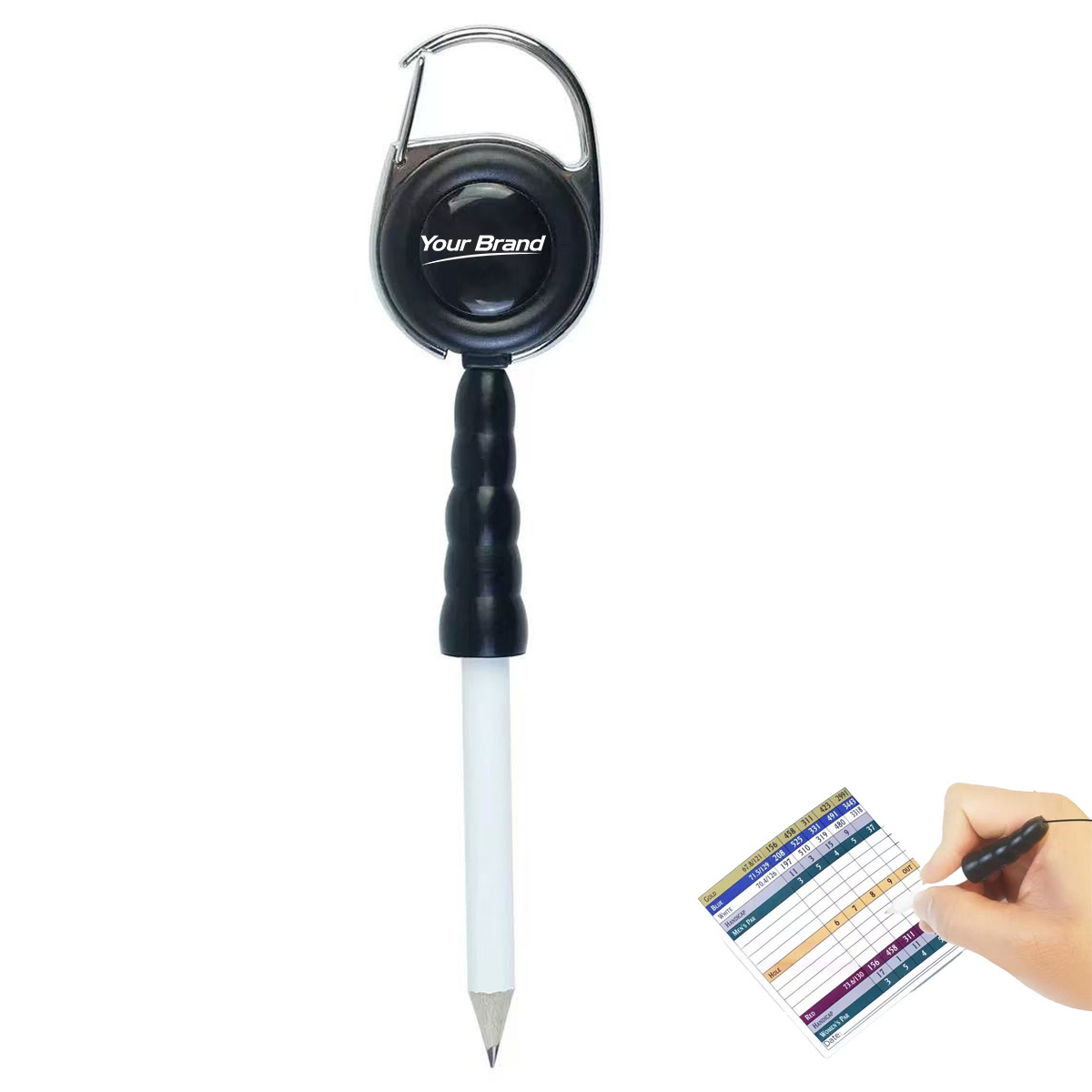 Portable Retractable Golf Scorecard Pen with Carabiner