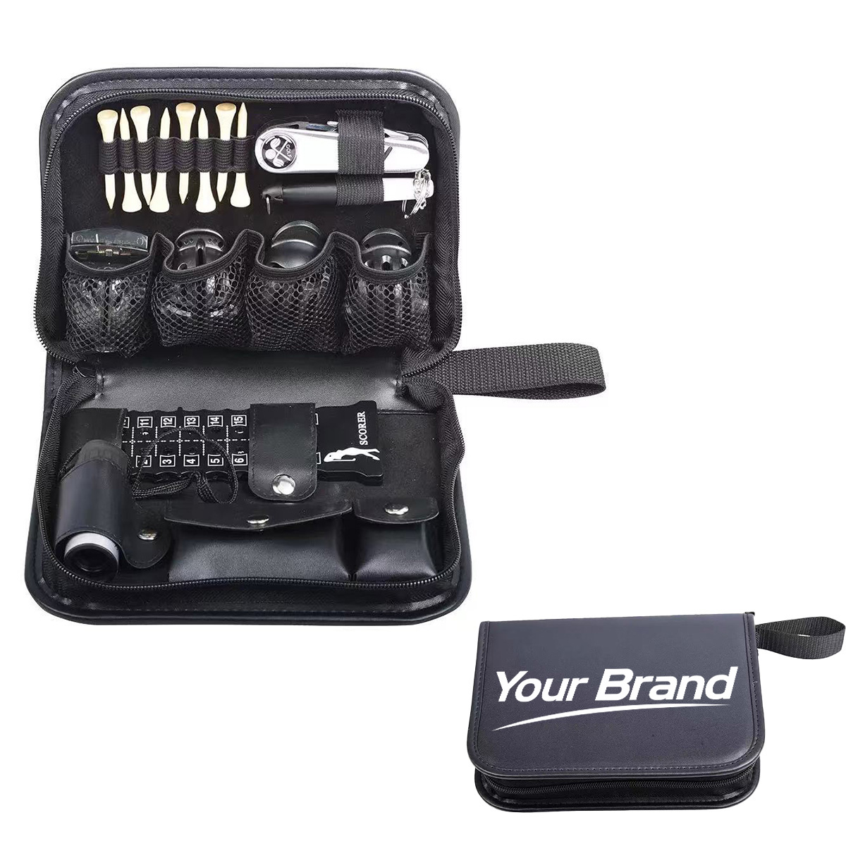 Multi Functional Portable PU Leather Golf Accessory Pouch