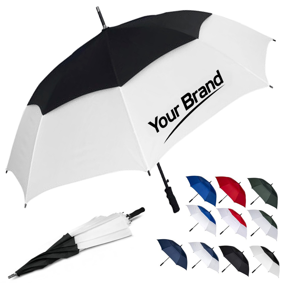 50" Double Layer Windproof Canopy Golf Umbrella
