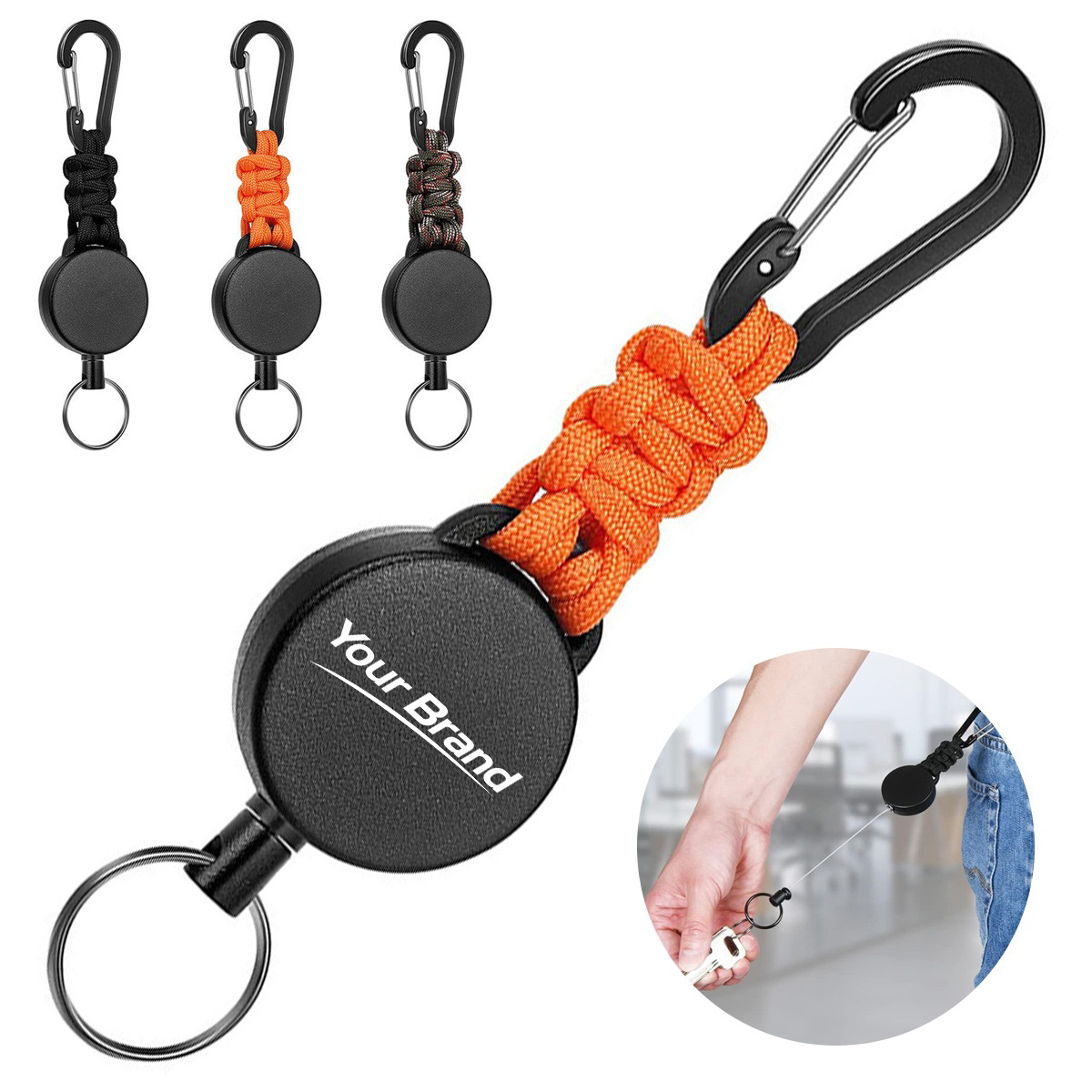 Retractable Keychain Carabiner Badge Holder