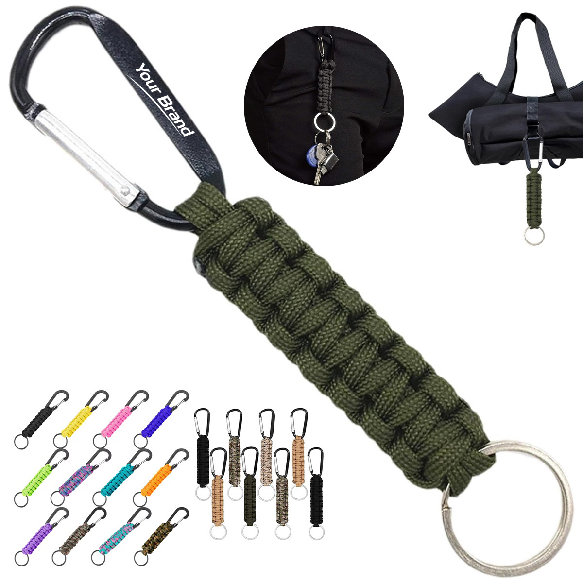 Outdoor Paracord Carabiner Keychain
