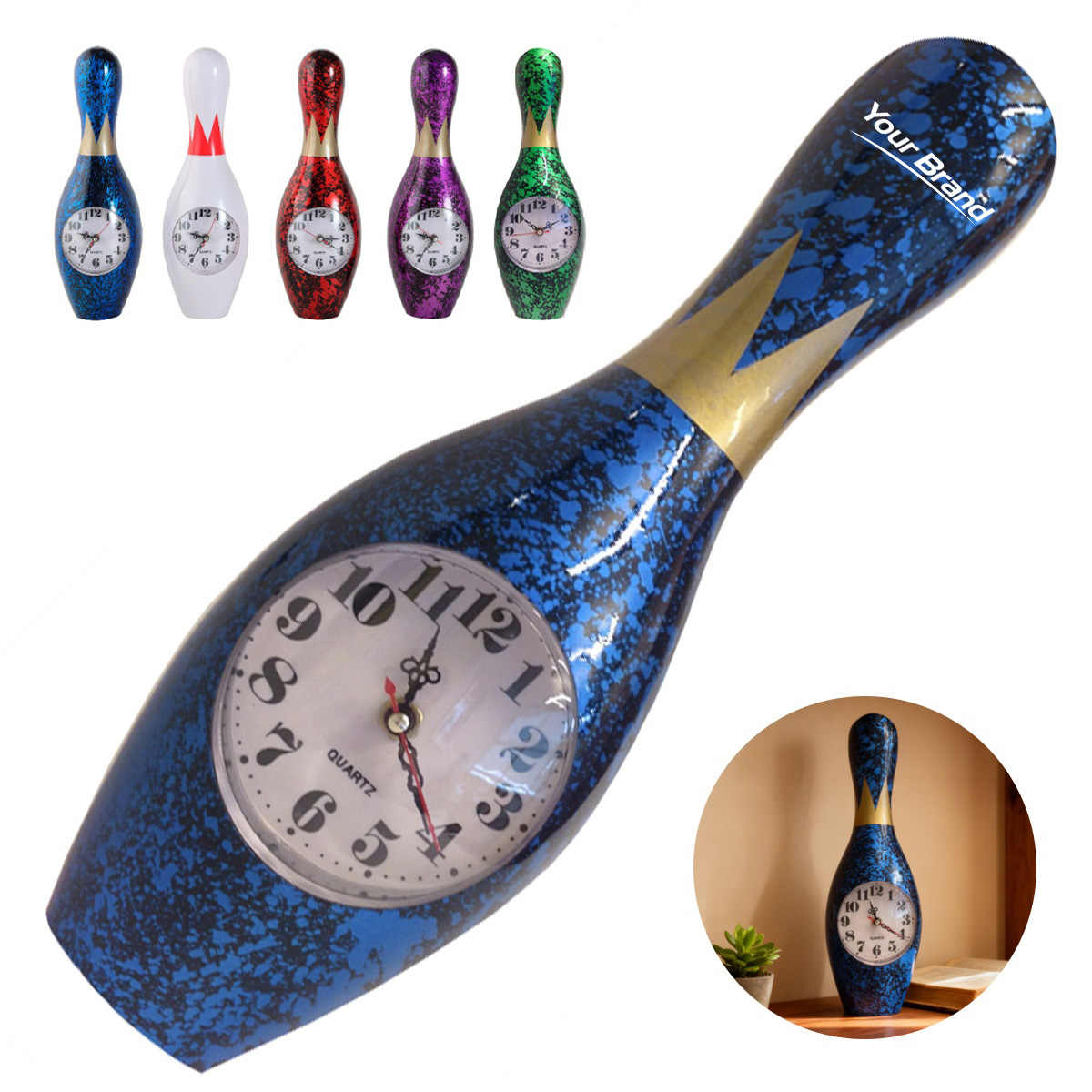 Bowling Pin Shaped Wall Clock