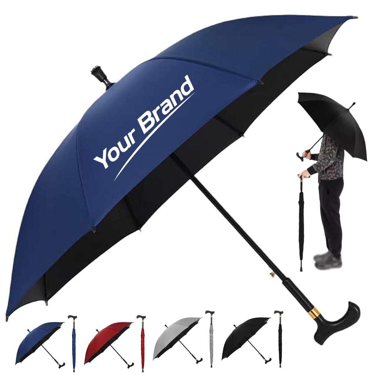 41" Walking Stick Safety Umbrella With Non-Slip Tip