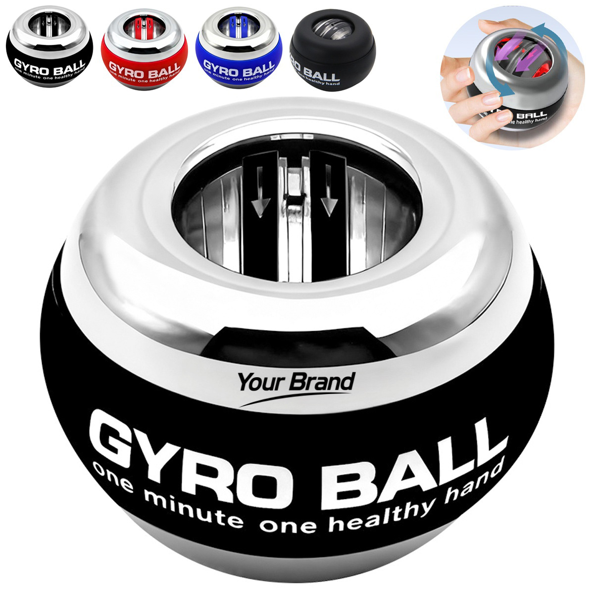 Metal Auto Start LED Gyro Ball Wrist Strengthener