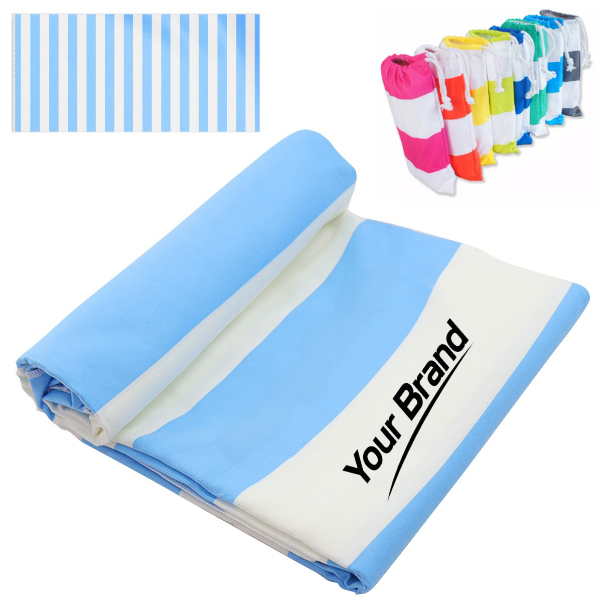 Quick Dry Microfiber Beach Towel In Mesh Carry Bag
