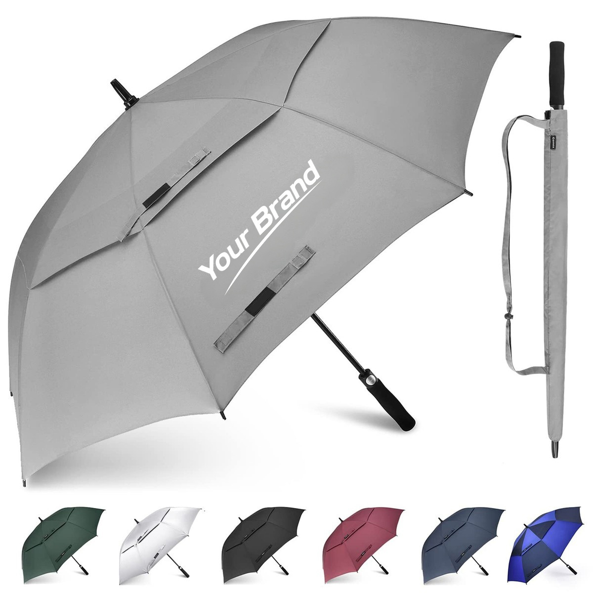 51" Titanium Silver Double Canopy Golf Umbrella